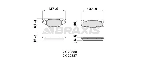 On Fren Balatasi Polo 94>99 Cordoba 94>99 Ibiza 93>02 | BRAXIS AB0026 | OEM 867698151