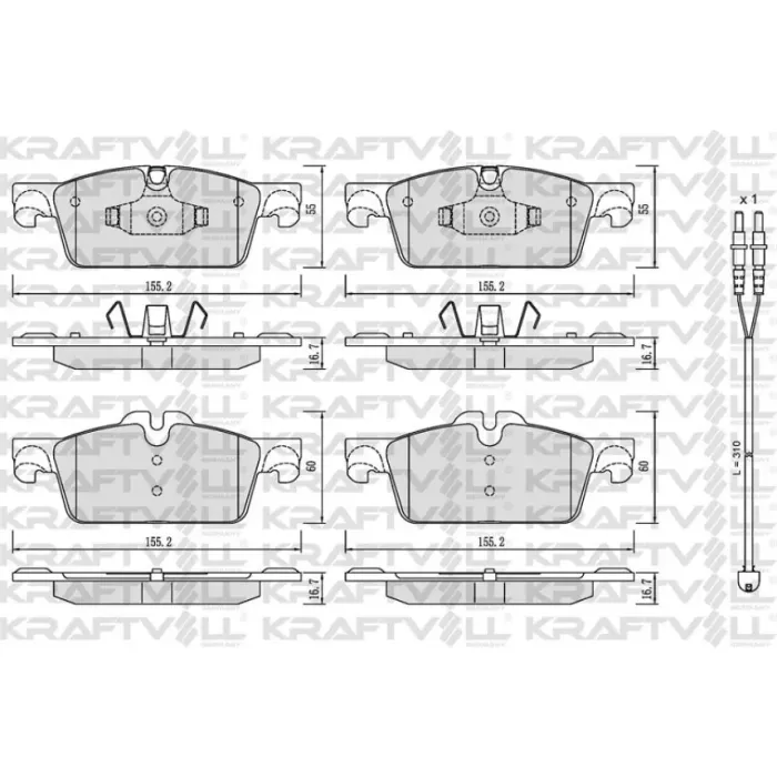 On Fren Balatasi P508 P508 Sw 1,6 Vti,1,6 Thp,1,6 Hdi,2,0 Hdi,2,2 Hdi 11 / 10> | KRAFTVOLL 07160091 | OEM 1647863180