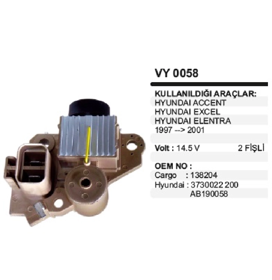 Konjektör 12V Mando Tipi Hyundai Accent - Excel - Elentra S-L Uçlu | OEM VY0058