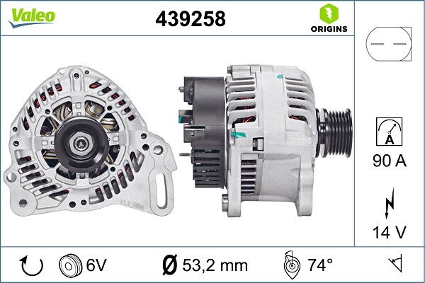 Alternator 12V 90A Transporter IV 99>04 | VALEO 439258 | OEM 028903029M