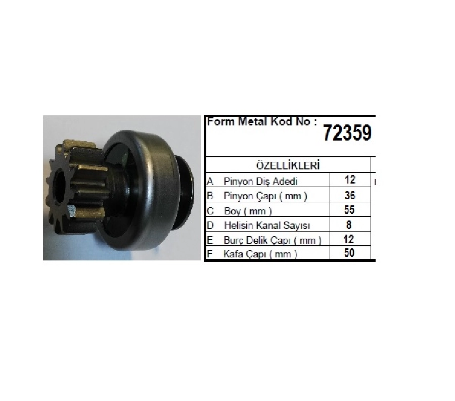 Marş Dişlisi Valeo Tipi 12D 8 Kanal Ford Custom V363 Transit V347 | OEM 72359