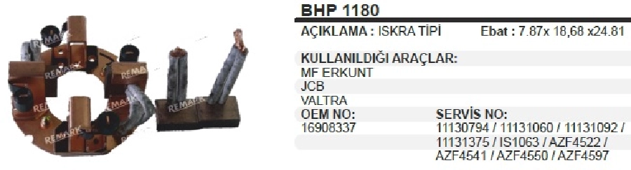 Marş Kömür Yuvası Iskra Tipi 12V 4,2KW Mf Erkunt, Jcb, Valtra Beko Loader IS1105 | OEM BHP1180