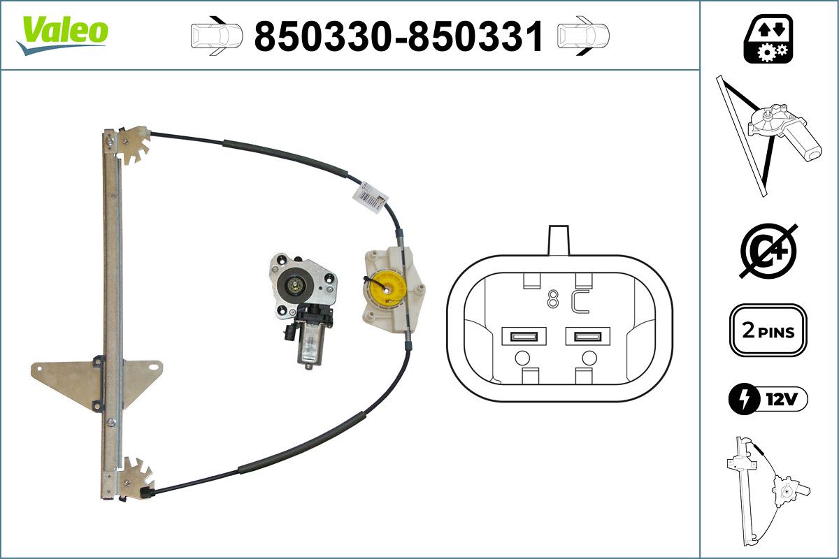 Cam Mekanizmasi Elektrikli On Sol P307 1,4 / 1,6 / 2,0 00> | VALEO 850330 | OEM 9221K1