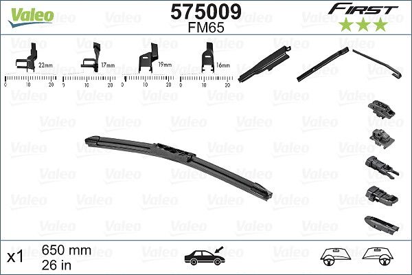 Silecek Supurgesi 650MM (Adet) / (First) Multiconnection VFB65 (Muz Tipi Aparatli) / (4 Aparatli) | VALEO 575009