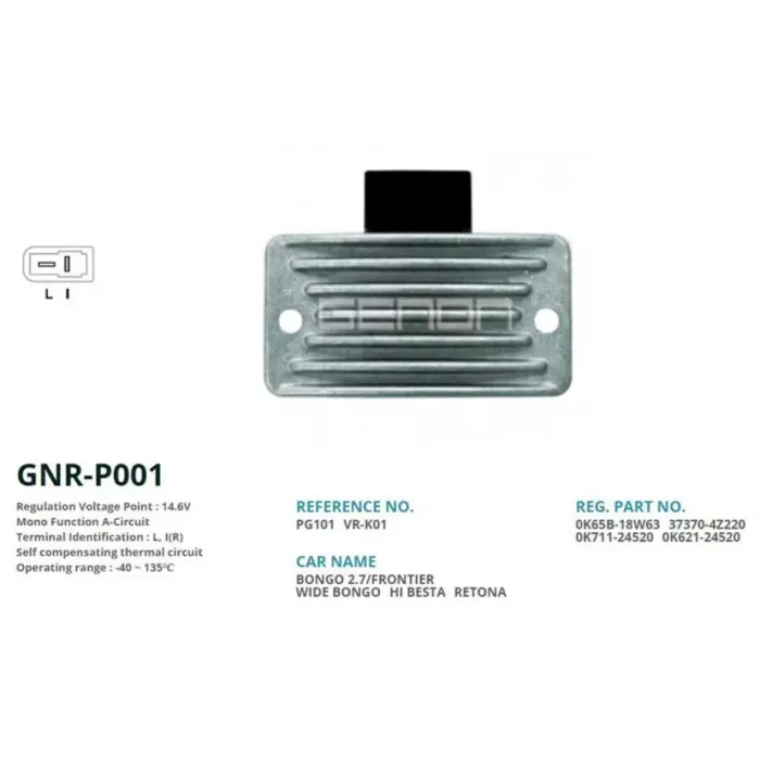 Alternator Konjektor 12V Kia Bongo 2.7 (37300-4Z220) (L, 1(R)) | GENON GNR-P001 | OEM 0K620-24520