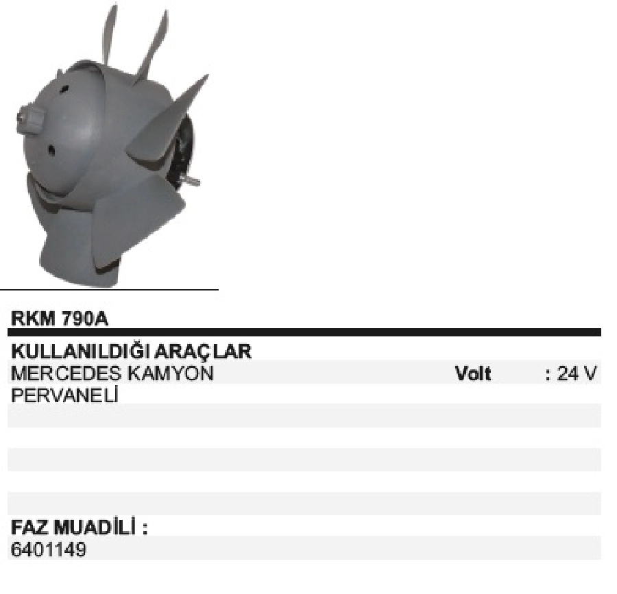 Kalorifer Motoru - 24V Mercedes Kamyon Pervanel Kal Mot | OEM RKM790A