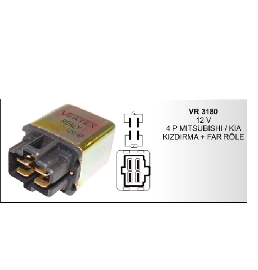 Röle Kızdırma + Far 12V 4P Mitsubishi, Kia | OEM VR3180