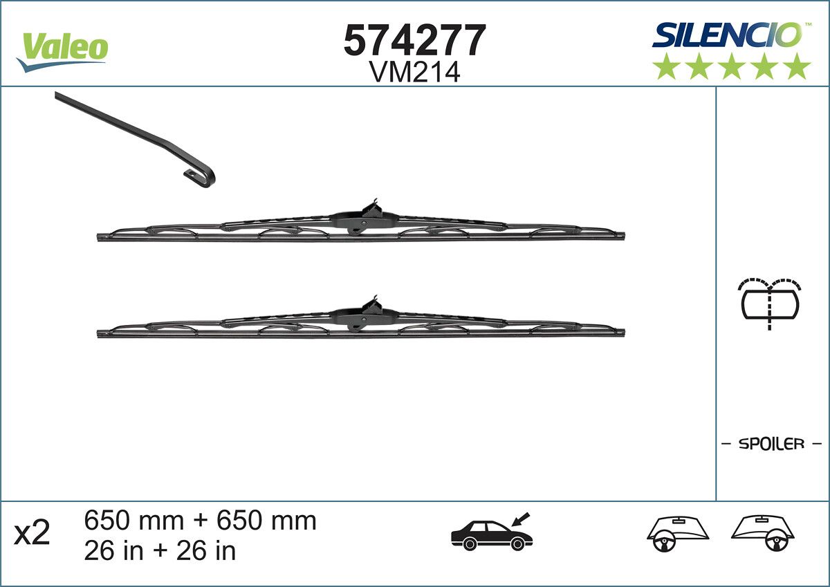 Silecek 65+65 (X2) VM214 C8 (116352) | VALEO 574277