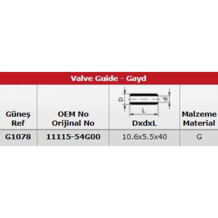 Subap Gaydi (In 8 Ex 8) Liana 1,6 16V | GUNES G1078