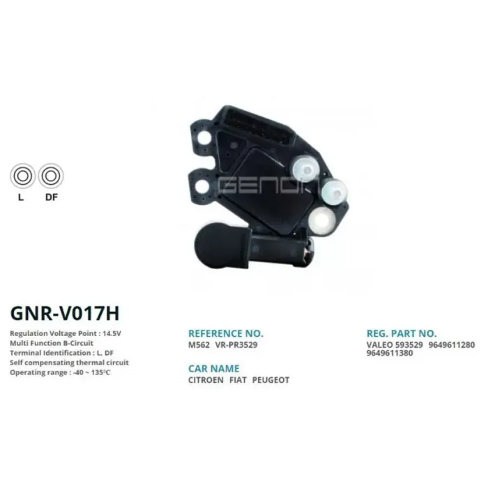Alternator Konjektor 12V Citroen / Fiat / Peugeot (Iki Civata) | GENON GNR-V017H | OEM 77363255