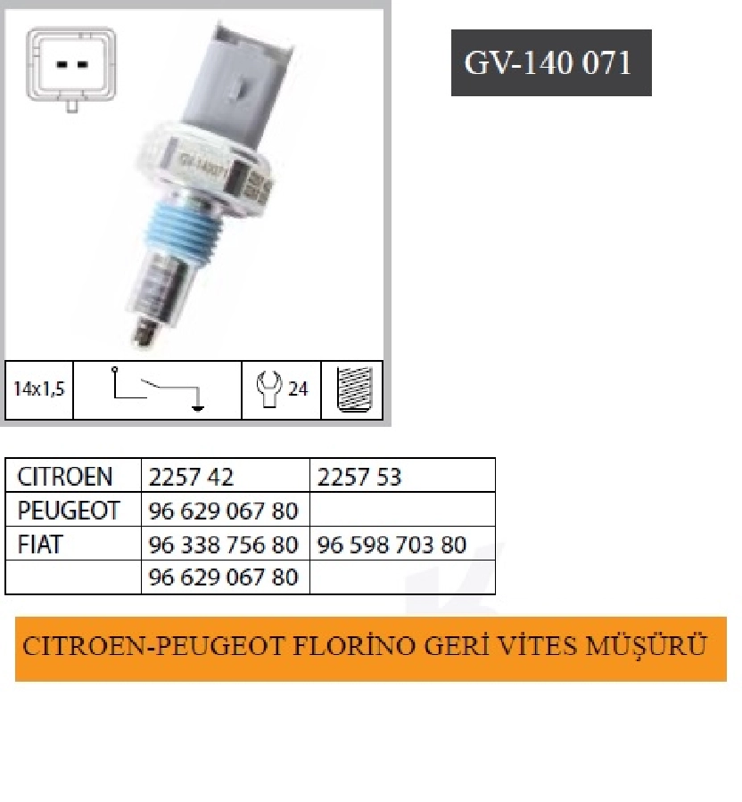 Müşür Geri Vites - Citroen-Peugeot 96338875680 9659870380 9662906780 225742 225753 | OEM GV-140071