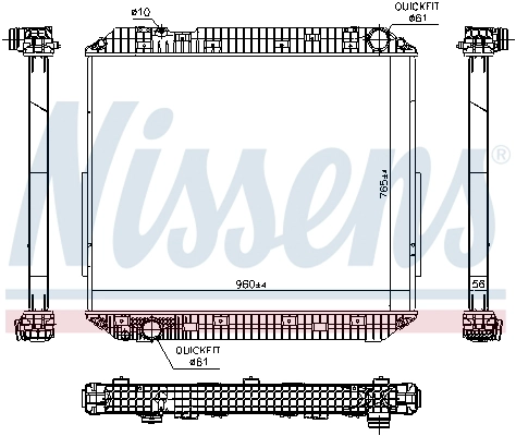 Motor Su Radyatoru Cercevesiz Mercedes Arocs Actros 11- | NISSENS 671780 | OEM 9605001101 9605003001 9605003401