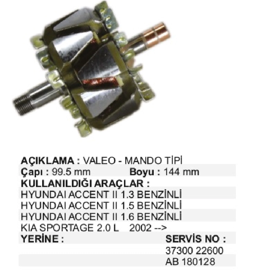 Rotor Valeo 12V 90A Hyundai Accent 2002 ve sonrası | OEM XRT1195