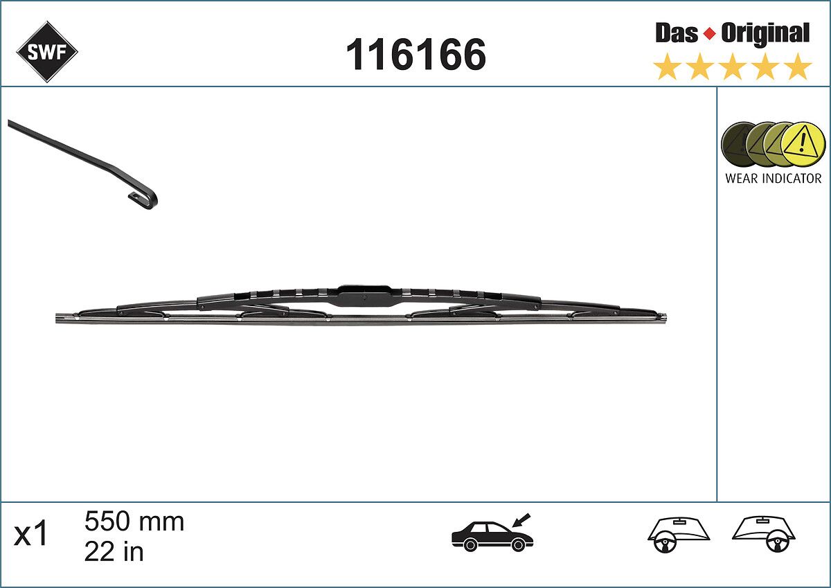 Silecek Supurgesi (X1) / (Adet) Berlingo Partner < 08 Boxer Jumper Ducato < 06 P206 P306 Xsara P406 Sprinter Vw Lt (St) Transit T12 T15 91>00 Mondeo III 00>07 Fiesta IV 01>08 Fusion 01>12 Focus 98>04 Olcu: Boy: 550MM (Swf) | VALEO 116166 | OEM