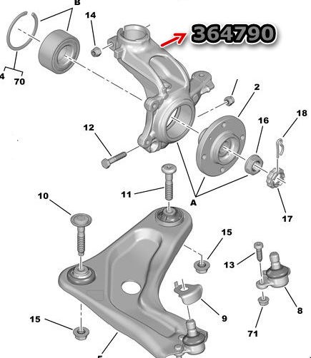 Aks Tasiyicisi Sag Peugeot 301 1.6 HD 2018 207 Wa/Wc 1.4 1.6 2006-2012 82MM | BROM PJ80052 | OEM 3647.90 7474297357080