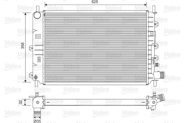 Motor Su Radyatoru Escort 90>01 Orion 90>93 1,8TD Olcu: (525 X 358×32) Klimali | VALEO 731300 | OEM 1029459 1029459 6562908 6792788 6562908 6792788