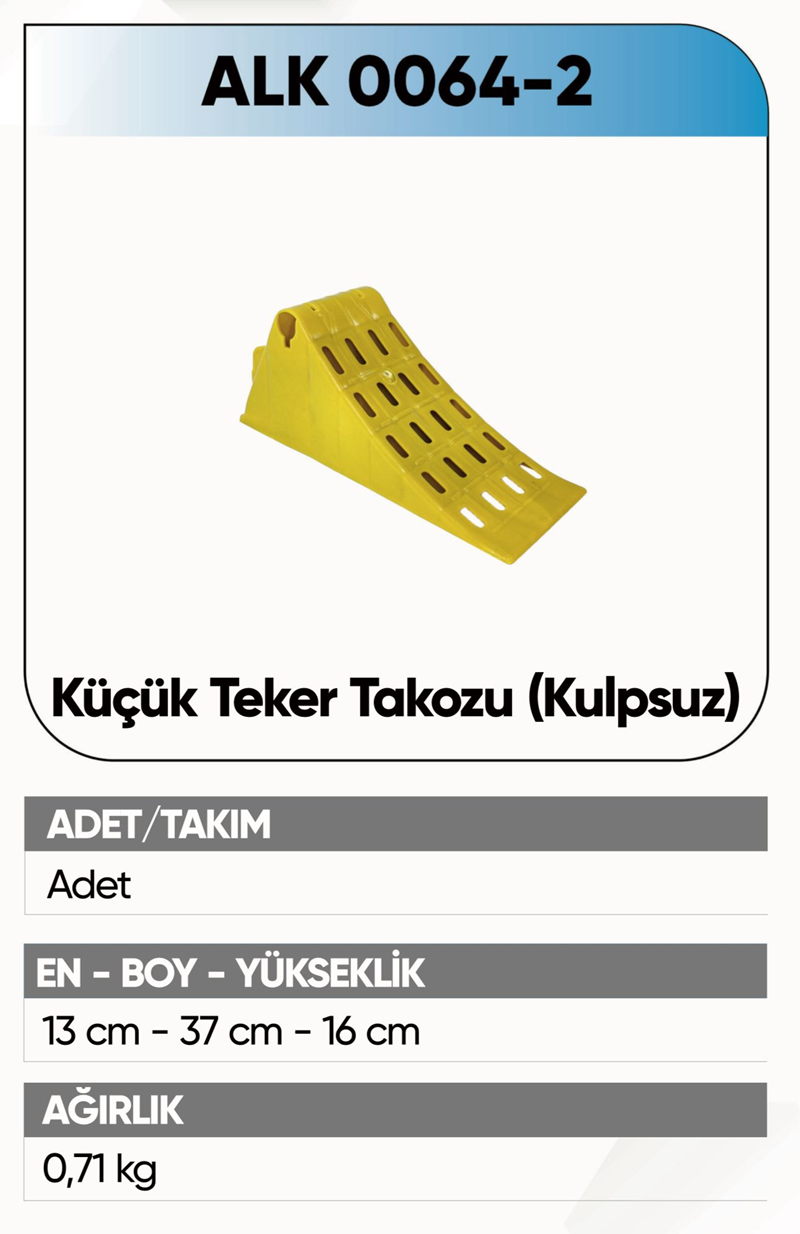 Alkotek Küçük Teker Takozu Sarı Kulpsuz B.kalite