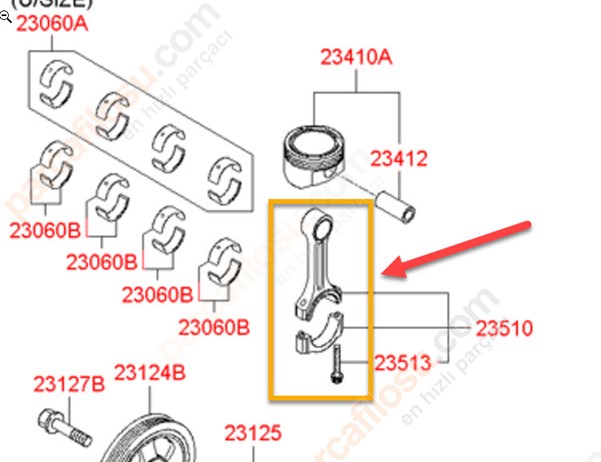 Piston Kol Burcu Duz Tip Partner Expert Jumpy Boxer Jumper Scudo DW10TD (2,0HDI) Expert Jumpy Scudo P306 Xsara P406 Xantia P405 P806 Evesion XUD9T 1,9TD | BMY 0810B | OEM 0604 29