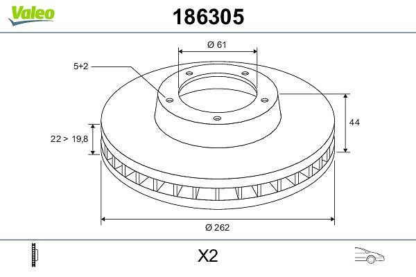On Fren Aynasi (Diski) Havali Laguna I Safrane 2,0 / 2,2 5 Bijon | VALEO 186305 | OEM 7701205841