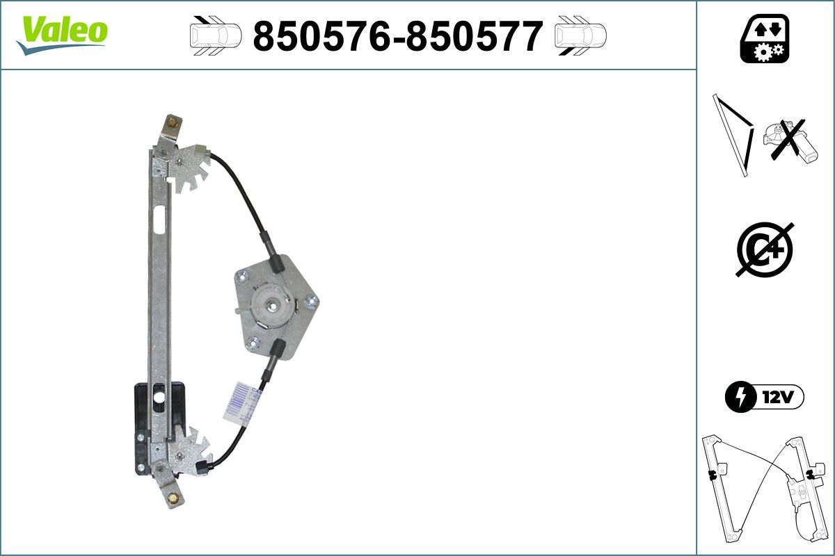 Cam Mekanizmasi Elektrikli Arka Sol Passat 1,8 / 1,9 / 2,0 98> | VALEO 850576 | OEM 3B9839461A
