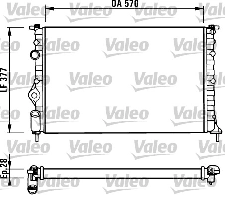 Motor Radyatoru Megane I Scenic I 1,4 / 1,6 / 1,9 / 2,0 (570X377,5X28) | VALEO 731379 | OEM 7700838135 7700838135 7701352604 7701352604