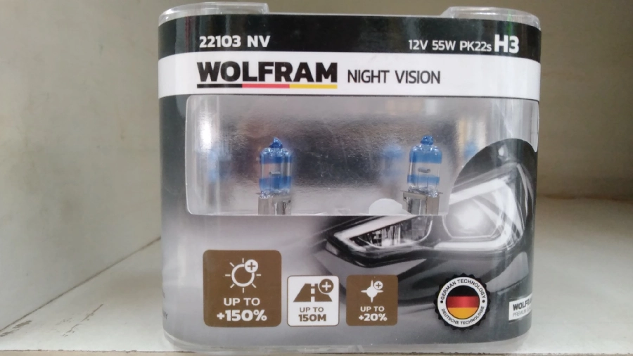 Ampul 12V H3 55W PK22s Nıght Vision + %150 Fazla + %20 Beyaz Işık Takım | OEM 22103NV