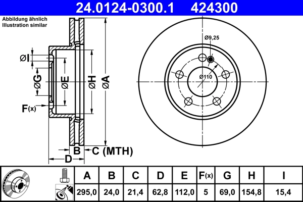 Fren Diski On C-Class W205 14> S205 14> C205 15> A205 16> | ATE 24 0124-0300 1 | OEM A0004212412