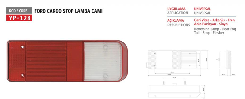 Yp Ford Kargo Stop Lamba Camı