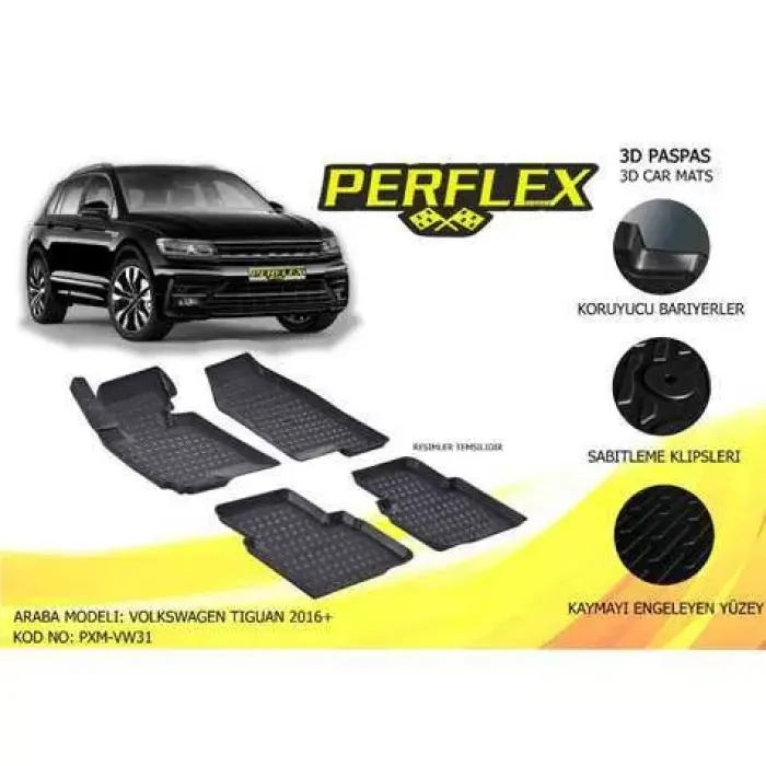 Paspas 3D Havuzlu 10-Mat Tiguan 2016> | PERFLEX PXM-VW31