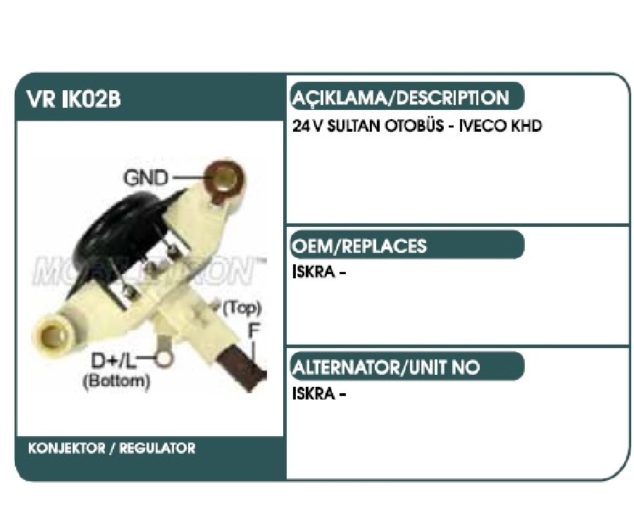 Konjektör Iskra Tip - 24V Sultan Otobüs İveco Khd | OEM VRIK02B
