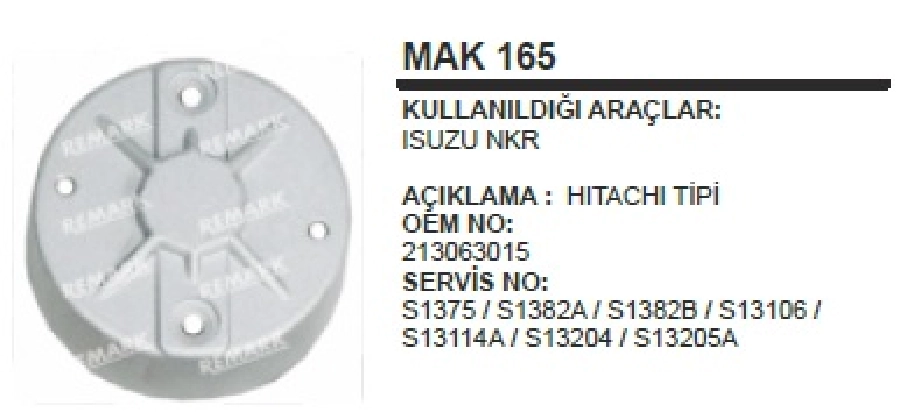Marş Arka Kap. Hitachi Isuzu Nkr MAK165 | OEM MC165