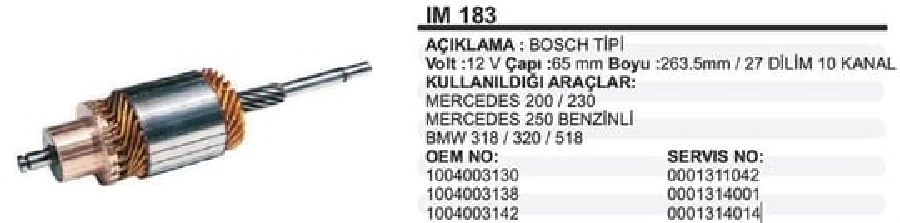 Marş Kollektörü 12V Ford Cargo M F IM183, IM278 | OEM WUT.1110.0048