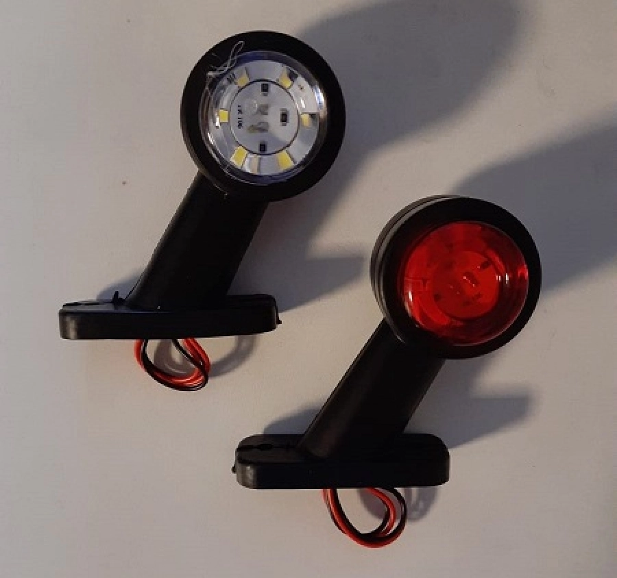 Boynuz Lamba Ultra Mini 12 LED'li Düz Tip Kırmızı-Beyaz 12V-24V | OEM 3262LKB