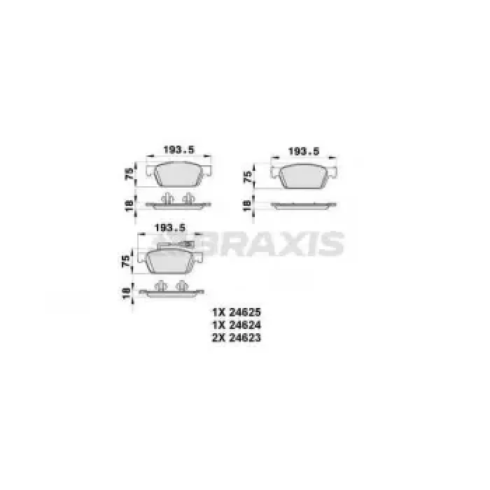 On Fren Balatasi Transporter T5 / T6 1.9 2.0TDI 03> | BRAXIS AB0195 | OEM 7E0698151 7E0698151B 7E0698151C