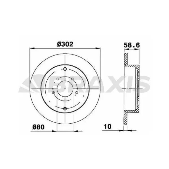 Arka Fren Aynasi Outlander 2.0 2.2 2.4 3.0 4WD 06>12 P4007 07>12 C Crosser 07>13 5×302 | BRAXIS AE0421 | OEM 4249-F4 4249-F4 4615A035 4615A035