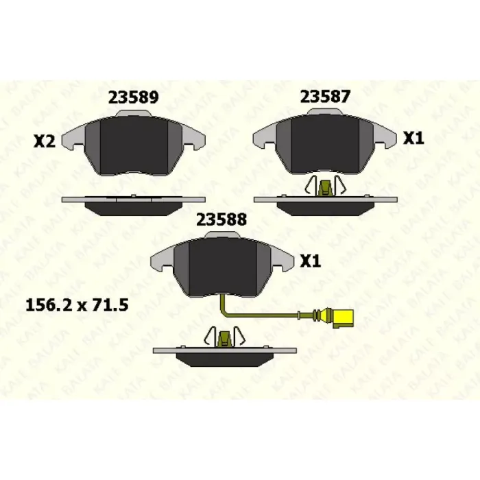On Fren Balatasi Caddy 03> Golf 5 A3 Octavia Touran Toledo 04> Passat Jetta 05> Fisli | KALE B 23587 203 05 ANS | OEM 1K0698151E 5K0698151 8J0698151C 3C0698151D