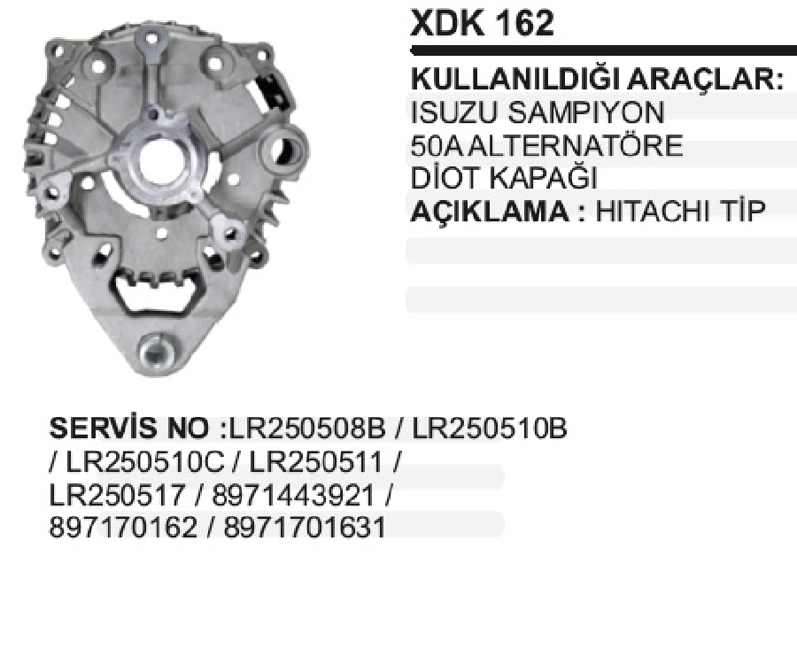 Isuzu Şampiyon 50 Ampere Diyot Kapagı | OEM XDK162