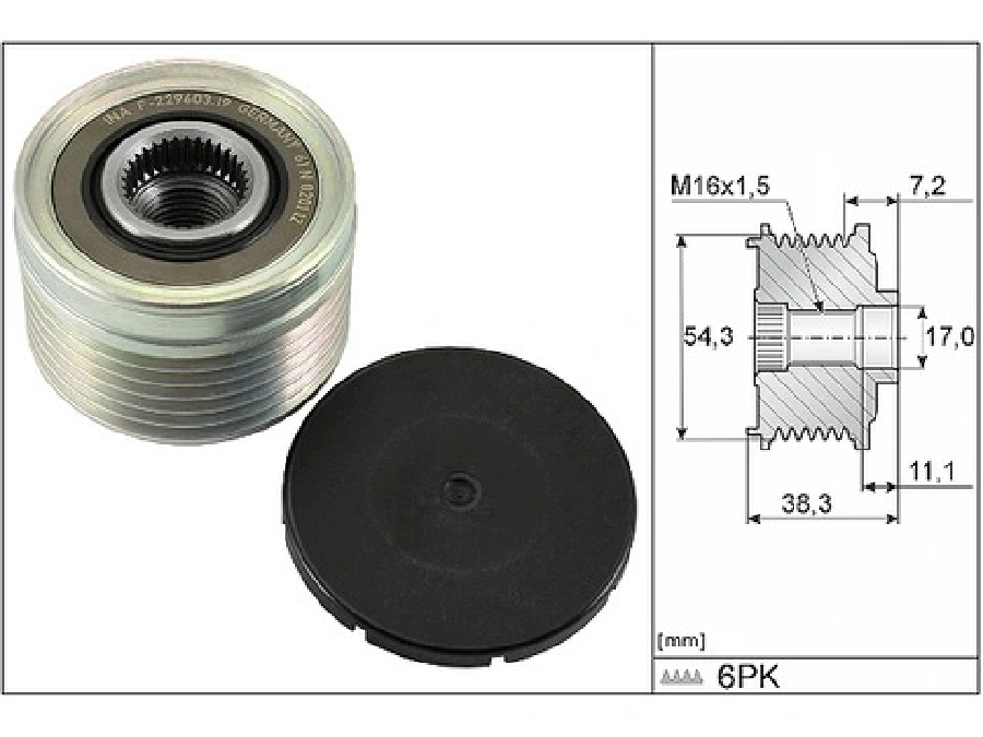 Alternatör Kasnağı (Rulmanlı) Ducato-Scudo-Boxer-Expert-Jumper-Jumpy-Xsara 2.0-2.2-2.3 JTD-HDI (6K) | OEM 535003910