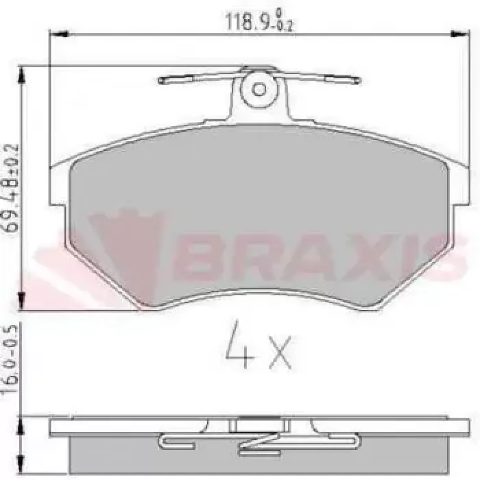 On Fren Balatasi Ince Golf 2 3 84>92 Jetta 2 89>92 Passat 2 3 85>97 Scirocco 2 83>92 Inca 99>01 | BRAXIS AA0607 | OEM 357698151A 357698151D