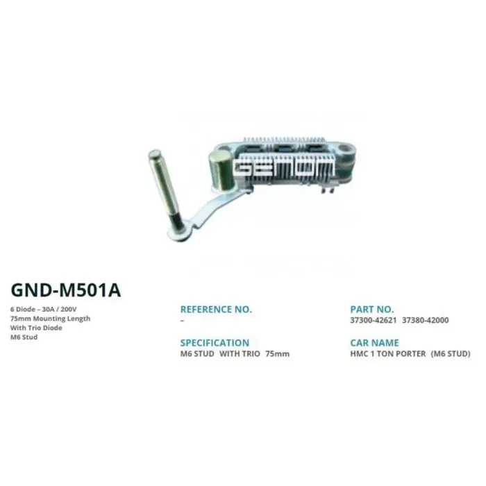 Alternator Diyot Tablasi 75MM M6 Mitsubishi L300 37300 42621 4D55 Mitsubishi | GENON GND-M501A | OEM 3730042620