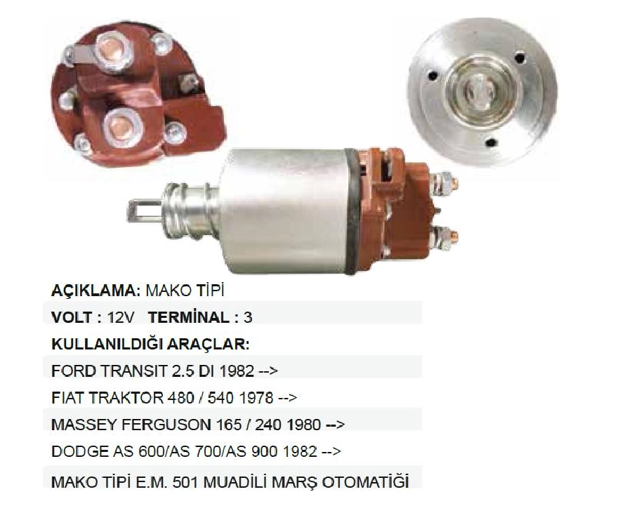 Marş Otom 12V Mako Tipi Pistonlu Bmm Eski Model | OEM SM245