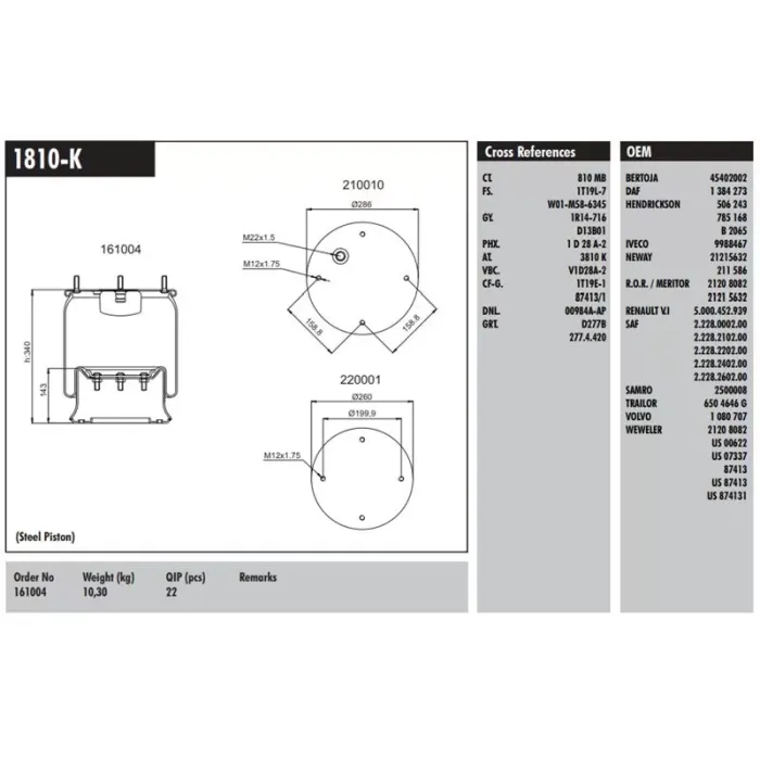 Komple Metal Pistonlu | CONNECT MD 1810-K | OEM 080 707