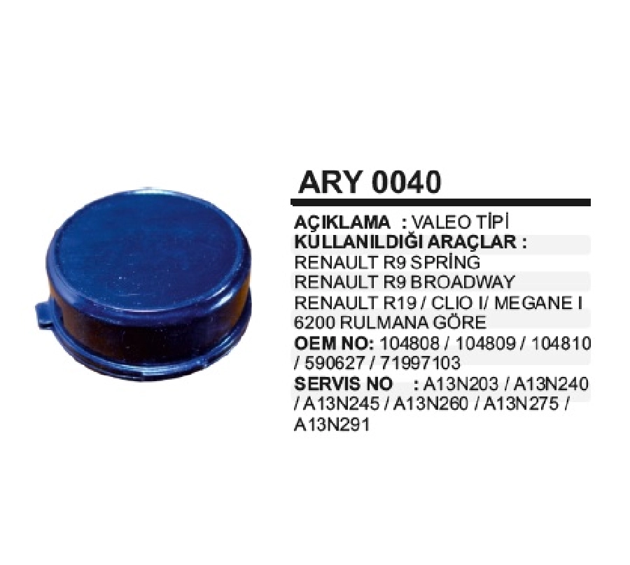 Alternatör Rulman Yuvası Valeo Tipi R-9, R-19, Clio, Peugeot, Citroen (İç Çapı 30mm) 6200 Rulman Yatagı | OEM ARY0040