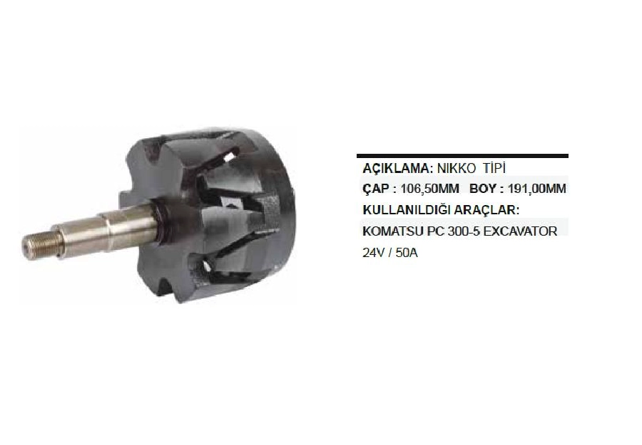 Rotor Nıkko 24V 50A Komatsu S6D155, PC300-5 | OEM XRT762