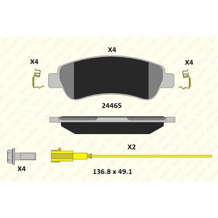 Arka Fren Balatasi Boxer 3 Jumper 3 Ducato 3 12> (2 Fisli+4 Civata+8 Klips) | KALE B 24465 190 15 ANS | OEM 1673603480 16 124 341 80 141804-203 GDB2068