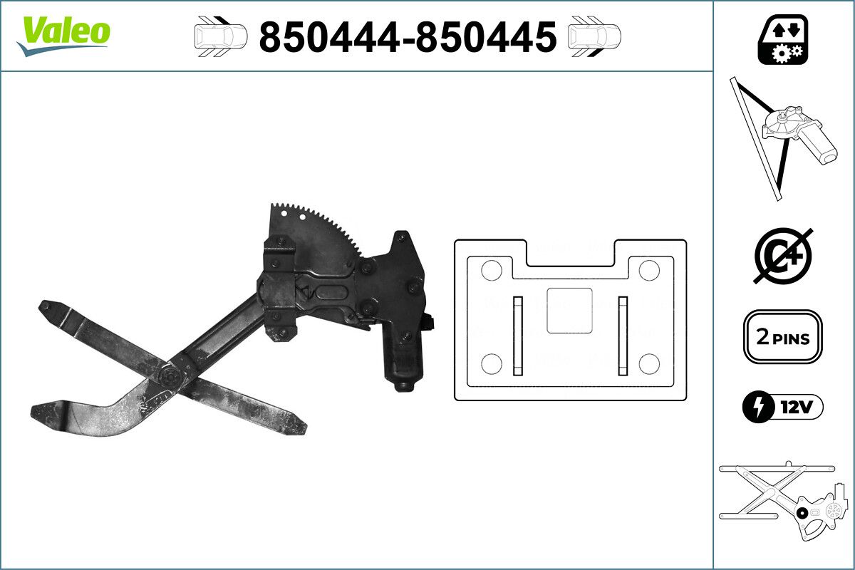 Cam Mekanizmasi Elektrikli On Sag Passat 1,6 / 1,8 / 1,9 / 2,0 88> | VALEO 850445 | OEM 357837462 357837462 3A0837462 3A0837462