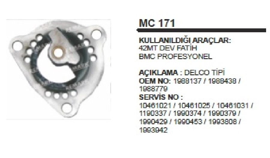 Marş Ön Kap. Delco Tip - Dev Fatih BMC Prof 42 Mt | OEM MC171
