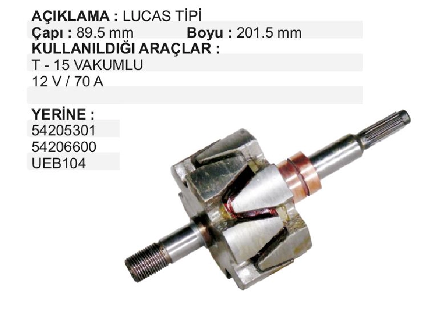Rotor Vakumlu 12V Lucas Tipi - Transit T15 | OEM UET301