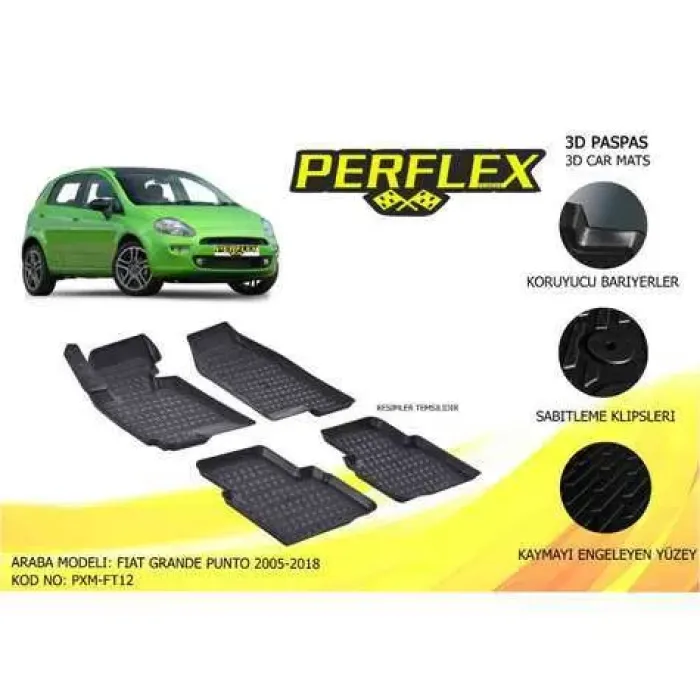 Paspas 3D Havuzlu 10-Mat Grande Punto 07>18 | PERFLEX PXM-FT12