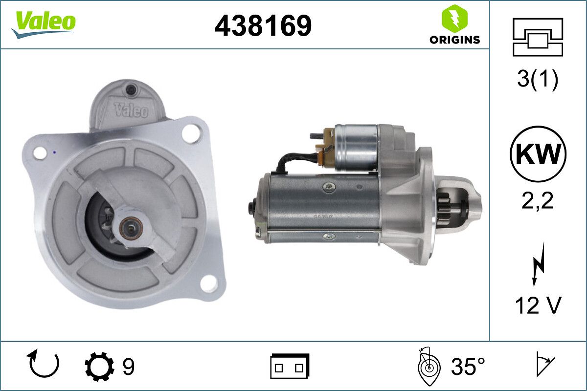 Mars Motoru 12V 9 Dis 2,2KW Iveco Daily 91> Fiat | VALEO 438169 | OEM 1516663R 1516663R 93828721 99451753 1516714R 93828721 99451753 1516714R